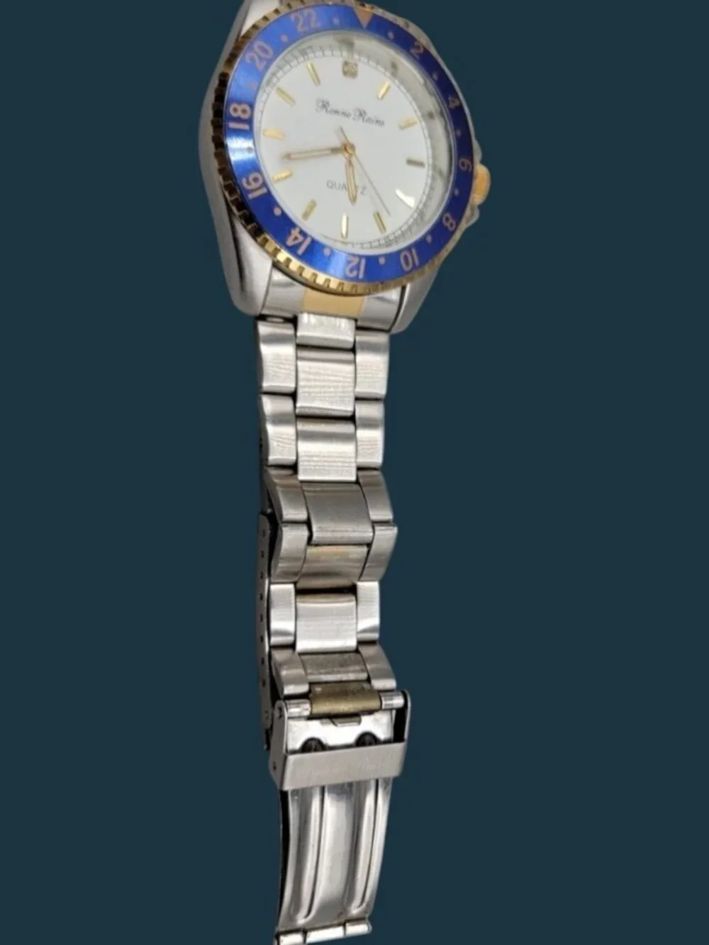 Vintage Renne Rains Stainless Steel Mens Two Tone Watch 8